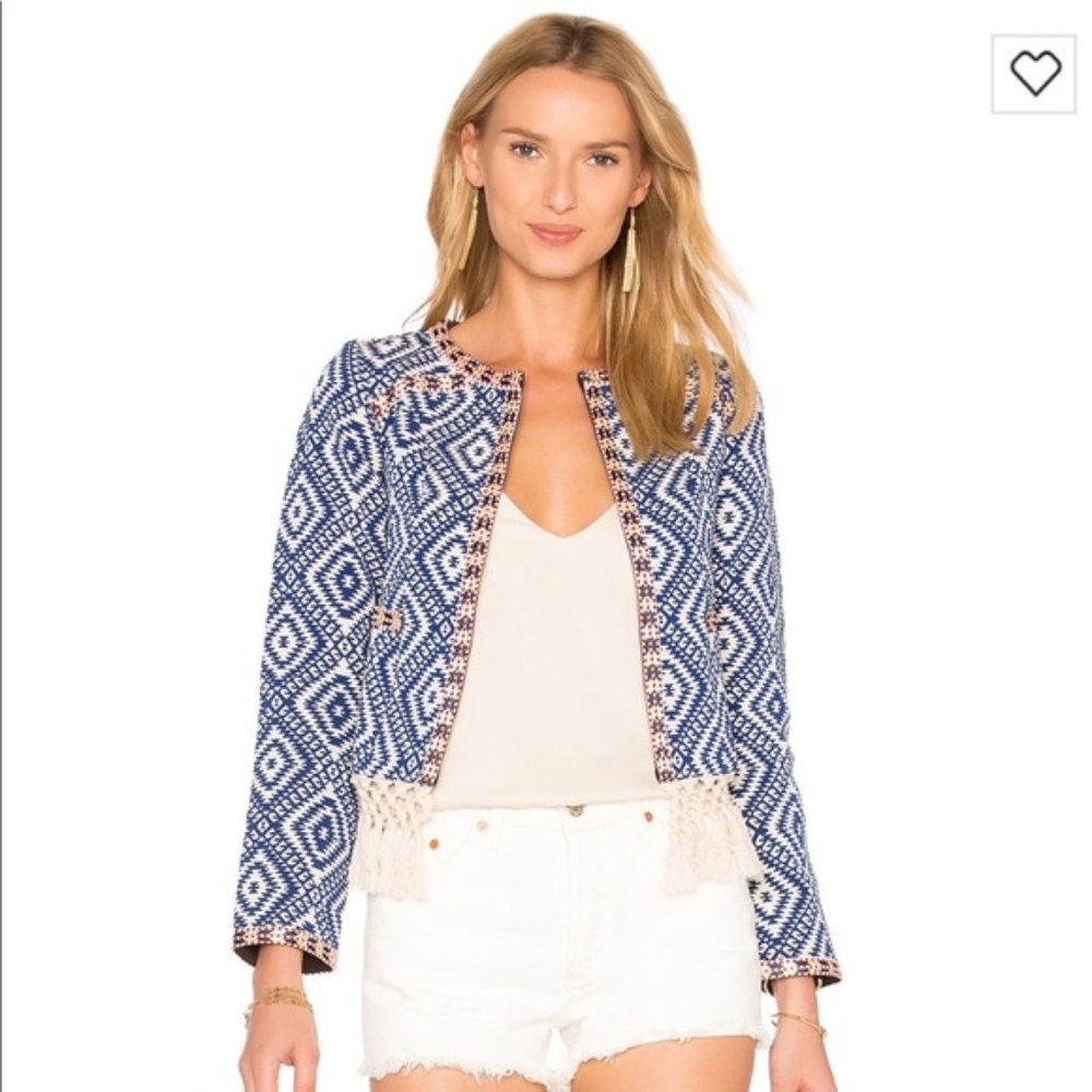 Tularosa Cropped Tapestry Blazer with Boho Detailing
